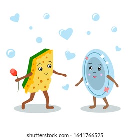 Valentine's day card with sponge and plate in love