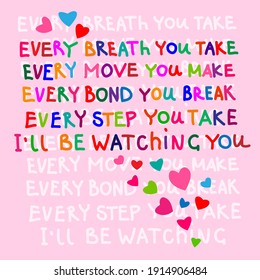 Valentine's day card with Sting love lyrics.