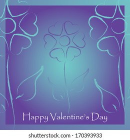 Valentine's day card with stylized flowers hearts