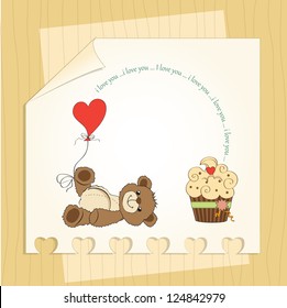 Valentine`s Day card with teddy bear