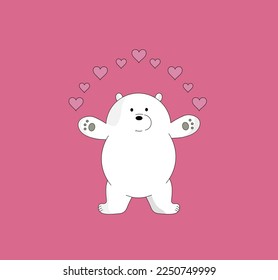 Valentine's day card. Teddy bear with hearts.