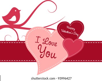 Valentine's Day Card Template with Bird