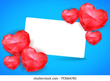Valentines Day Card Template with Hearts