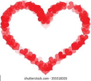 Valentines day card template. Vector illustration with a frame of hearts.