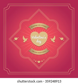 Valentine's day card template. Vector illustration.