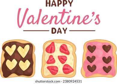 Valentine's day card with toasts with hearts