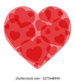 Valentines day card. Translucent red heart
