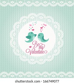 Valentine's Day Card with two birds with lace.