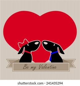 Valentine's day card with two dogs in love