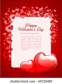 Valentine's day card with two hearts vector background