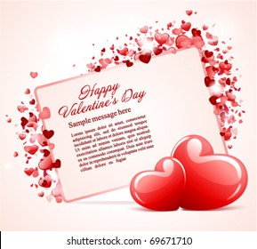 Valentine's day card with two hearts vector background