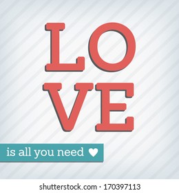 Valentine's Day Card, Typographical Background, Love