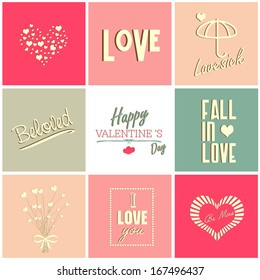 Valentines day card and typography elements, Vector illustration
