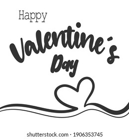 Valentine's Day Card Typography, Valentine's day lettering isolated white background. Card Vector, Concept Black And White, Valentine's Day
