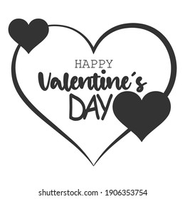 Valentine's Day Card Typography, Valentine's day lettering isolated white background. Card Vector, Concept Black And White, Valentine's Day