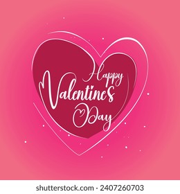 Valentines day card vector background, Valentine's Day card. Valentine's Day poster, background. Outline two hearts and the words Happy Valentine's 