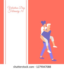 Valentine's Day card. Vector valentine's day characters. Love scene