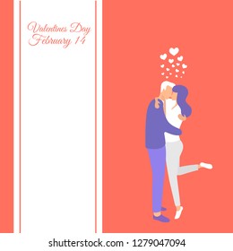 Valentine's Day card. Vector valentine's day characters. Love scene