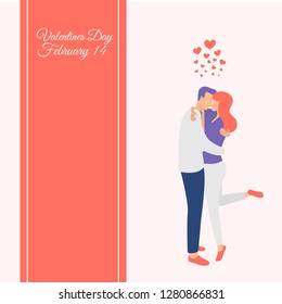 Valentine's Day card. Vector valentine's day characters. Love scene