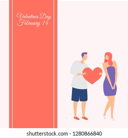 Valentine's Day card. Vector valentine's day characters. Love scene