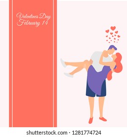 Valentine's Day card. Vector valentine's day characters. Love scene