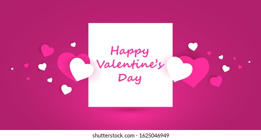 Valentines Day Card Vector Design with Message Board and Hearts Pattern