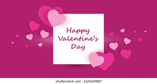 Valentines Day Card Vector Design with Message Board and Hearts Pattern