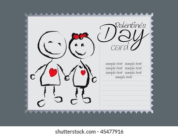Valentines Day Card Vector Drawing