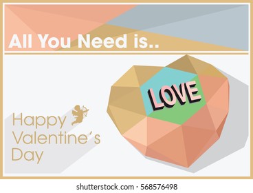 Valentines Day Card Vector with geometric element Design for greeting card, poster, background, etc.