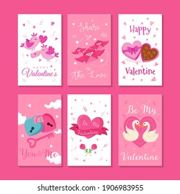 Valentine's day card vector illustration set. valentine's day label, badge, templates with lettering collection