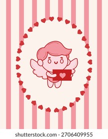 Valentine's day card, vector illustration whimsical