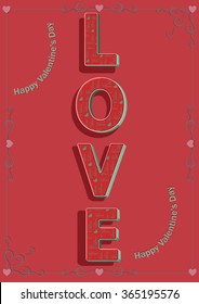 Valentine's Day card vector illustration with big love letters picture