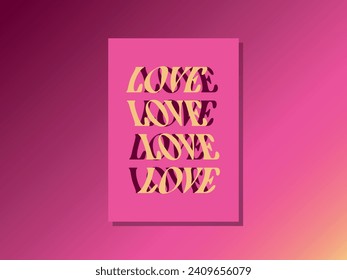 valentine's day card with wave curved love words