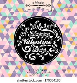 Valentine's day card.  Wedding invitation on pink glittering background in hearts