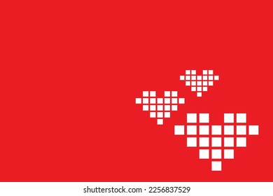 Valentine's day card: white block hearts on the red background - Shutterstock ID 2256837529