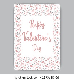 Valentine's day card white with hearts on a white background hand-drawn