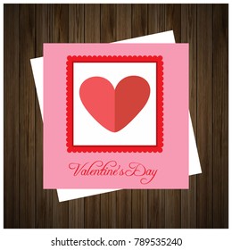 Valentine's day card with wooden background card 