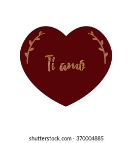 Valentines Day card with words "I love you" in italian. "Ti amo" love card.