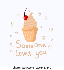 Valentine's day card with the words "someone loves you"