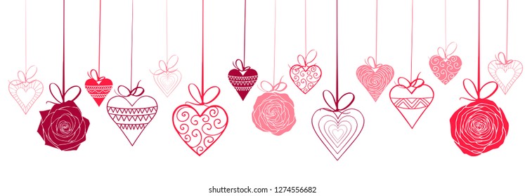  Valentines Day card,background with hearts and rose