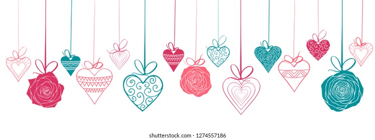  Valentines Day card,background with hearts and rose