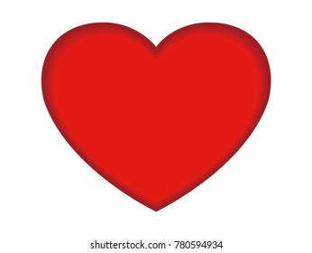 A Valentine's Day card/background vector illustration with a red recessed heart shape on a white background. 