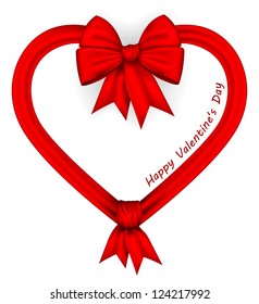 Valentine's day card.Heart of red ribbon. vector