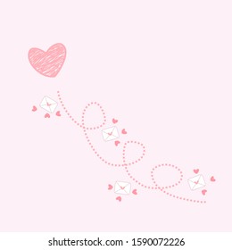 
Valentine's day card.Hearts and letters are floating.Congratulation card for wedding day or auspicious event.