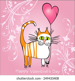 Valentines Day cards  with cat
