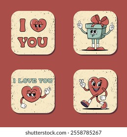 Valentine's Day cards. Collection of labels for celebrating Valentine's Day 