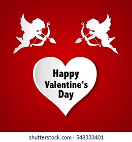 valentines day cards with ornaments, hearts, angel and arrow.
