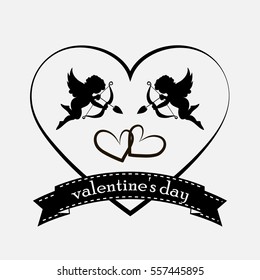valentines day cards with ornaments, hearts, angel and arrow