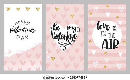 Valentine's day cards set. Lovely hand drawn design, great for gift tags, invitations, cards - vector design
