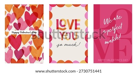 Valentine's day cards set. Lovely hand drawn design, great for gift tags, invitations, cards - vector design